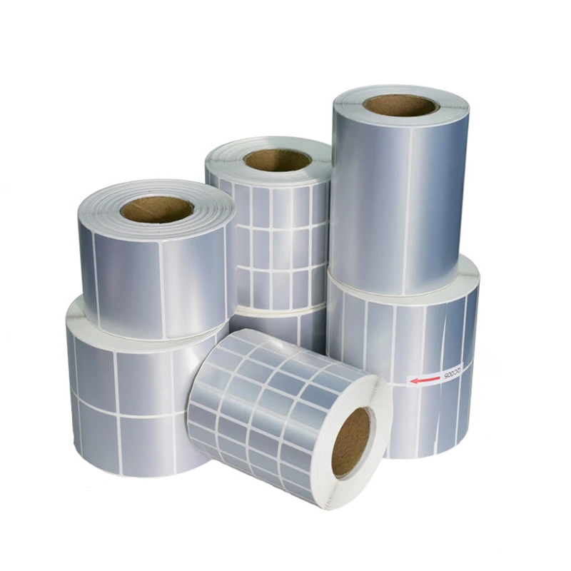 1/2/3/4 Rows Matte Silver Sticker Blank PET Labels for Thermal Transfer Printer Barcode Sealing Stickers Office Supplies