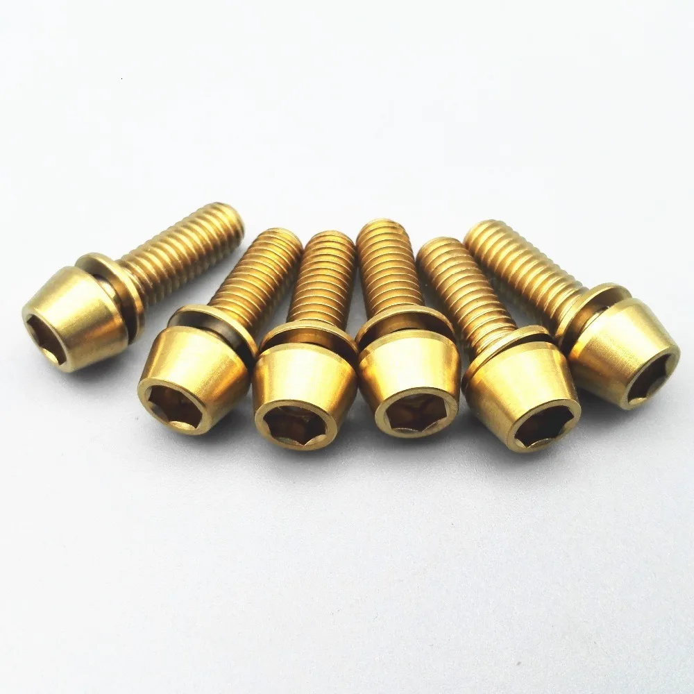 M6 x16 M6X18mm титановые болты 4 стержня Ручка Бар золотой цвет конус w/Wache головкой шестигранный разъем Ti винты