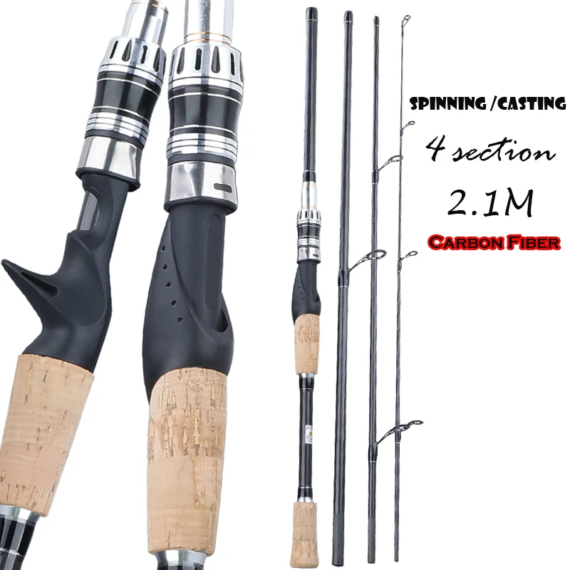 

Sougayilang NEW 2.1M Lure Fishing Rod Portable 4 Section Ultra Light Carbon Fiber Spinning/Casting Travel Fishing Rod Tackle