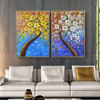 

Larry Van Gogh Oil Painting hand-painted Murals Pachira Thick Apricot Oil Knife Painting The Living Room Decorative Painting Com