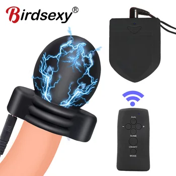 Electric Cock Ring Vibrator Electro Sex BDSM Ring On Penis Ball Stretcher Testicle Massager Men