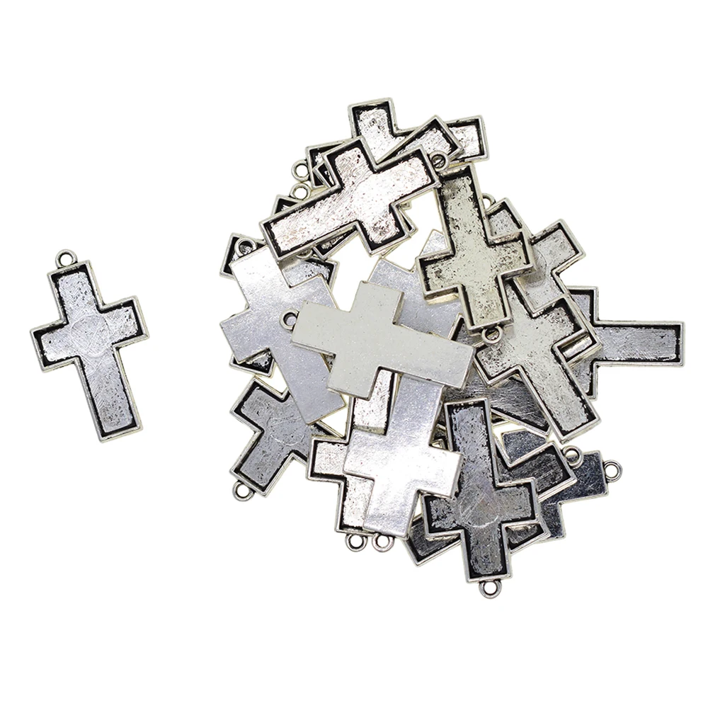 20 Pcs Antique Tibetan Style Alloy Cross Pendant Cabochon Bezel Settings Trays Cabochon Frame Setting Tray Pendant Blanks