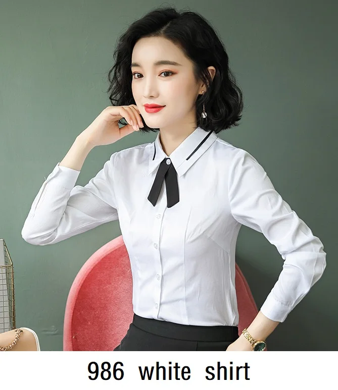 986 white shirt Женские костюмы, тонкая осенняя куртка в горошек, брюки, комплект из 2 предметов, Деловые женские брючные костюмы, женские костюмы, 8168 - Цвет: 986 white shirt