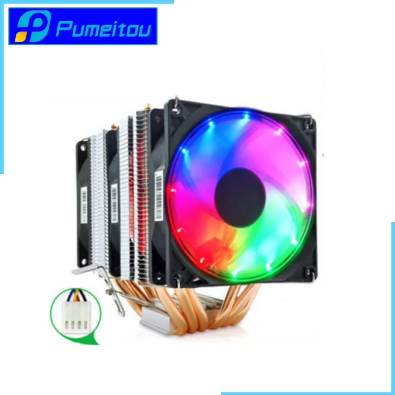 Pumeitou Amd Intel Cpu Fan Rgb Support 3 Pin 4 Pin Heat Pipe Aluminum Cooler New Fans Cooling Aliexpress