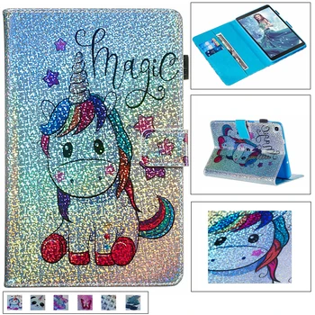 

Glitter diamond unicorn leather case tablet case For Samsung Tab A 8.0 inch 2019 SM-P200 P205 Magnetic Flip stand cover + pen
