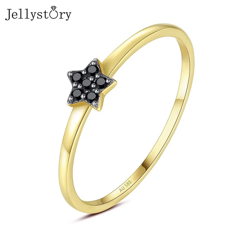 Jellystory Luxury 14K Gold Ring for Women Five-pointed Star Obsidian Gemstones Rings Fashion Fine Jewelry Wedding Gift Wholesale Jellystory Luxury 14K Gold Ring for Women Five-pointed Star Obsidian Gemstones Rings Fashion Fine Jewelry Wedding Gift Wholesale