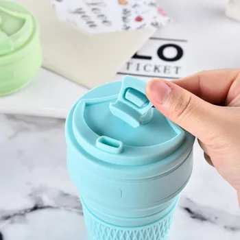 

Fashion Portable Water Bottle Travel Foldable Coffee Cups Shaker Bottle with Lid Travel Camping Hiking 350 Ml Collapsible Cup