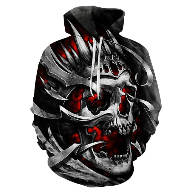 

Usa Size Horror Skull Autumn Male Hoodies 3d Print Loose Sweatshirt Men Hip Hop streetwear Rock Pullover
