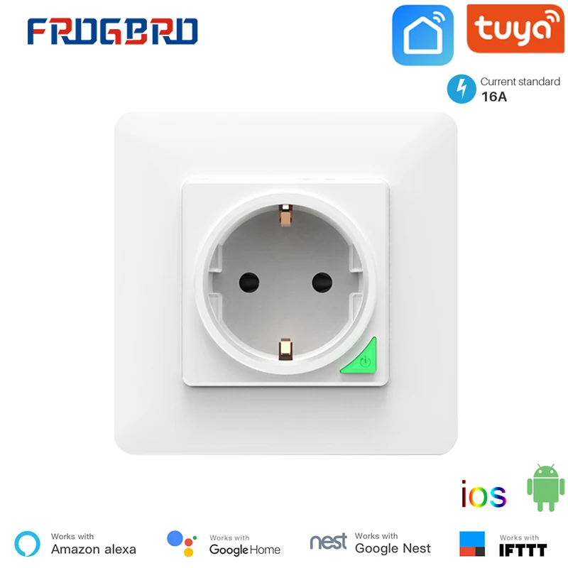 Смарт розетка FROGBRO 16A настенная Беспроводная с голосовым