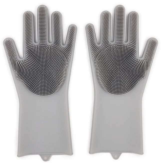 Household Dishwashing Gloves Magic Reusable Silicone Gloves Silicone Cleaning Brush Dish Washing Sponge Gloves for Washing Dish