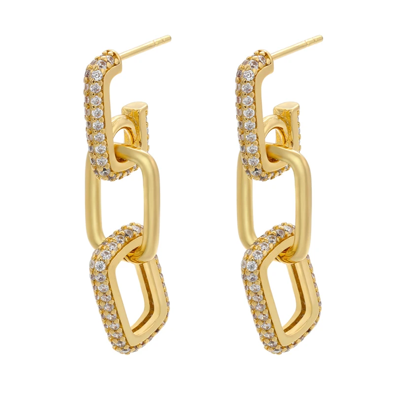 ZHUKOU 2021 NEW Gold/Silver color Rectangle Stud Earrings Creative Geometric Women stud Earrings Fashion Jewelry Wholesale VE372