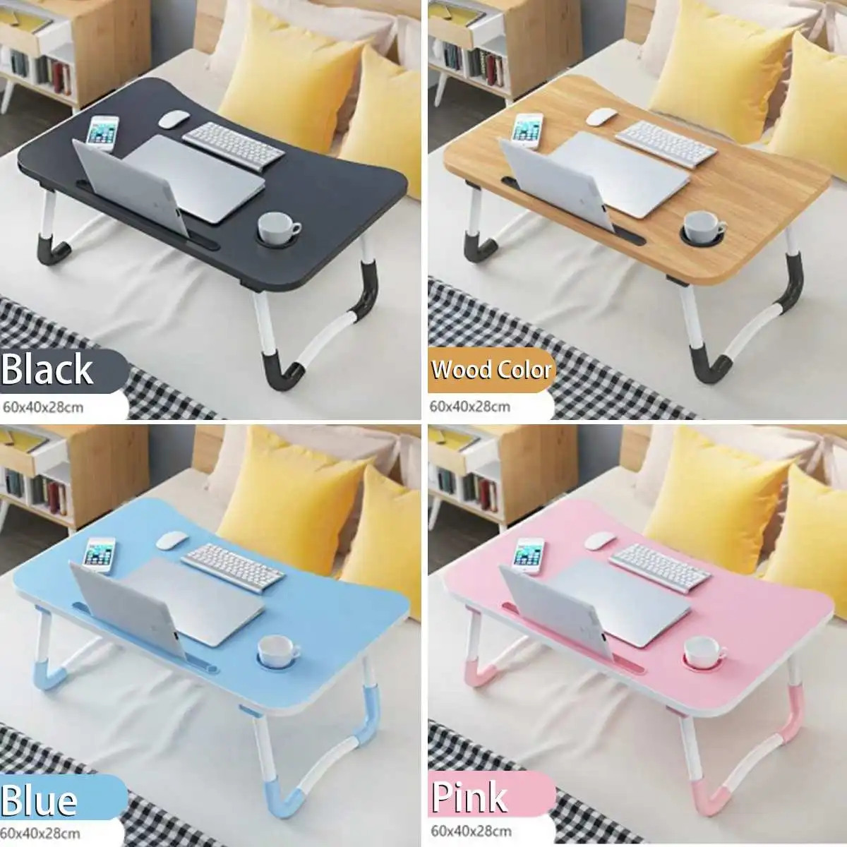 Wooden Foldable Computer Desk Folding Laptop Stand Holder Portable Study Table Desk for Bed Sofa Tea Serving Table Stand