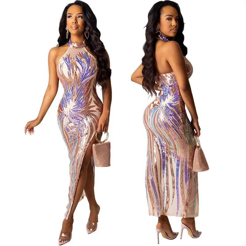Vestido, Сетчатое платье, новинка, на бретелях, сексуальное, для ночного шоу, знаменитые женские платья для вечеринок, с открытой спиной, с блестками, с вышивкой, длинное платье