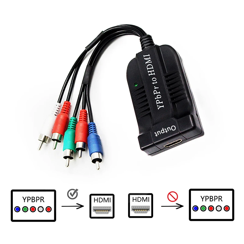 

Component to HDMI Converter 5RCA RGB YPbPr to HDMI Converter Supports 1080P Video Audio Adapter for DVD PSP Xbox 360 PS2