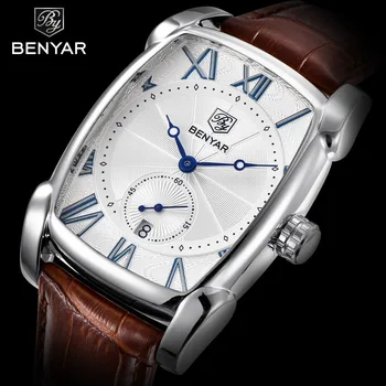 

BENYAR Men Watch Fashion Retro Tonneau Dial Design Waterproof Auto Date Casual Male Clock Top Brand Wristwatch Relogio Masculino