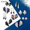 POXAM Korean Statement Black Crystal Earrings For Women Geometric AAA Zircon Hot Sell Stud Earrings 2022 Female Fashion Jewelry ► Photo 1/6