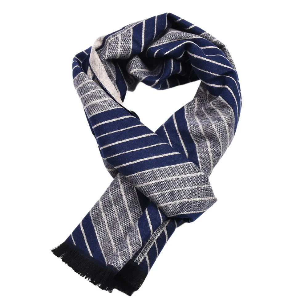 YILIAN Brand Cotton Men Scarf Diagonal stripes Print Fashion Winter Business Long Scarves