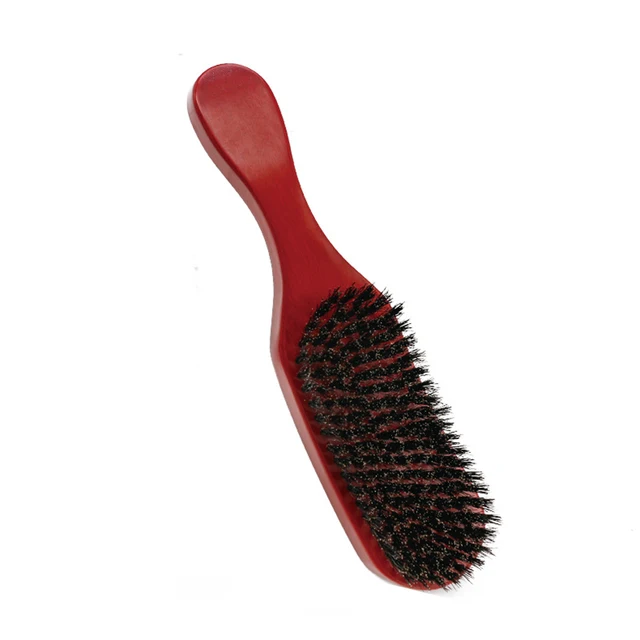 Wooden 100% Boar Bristle Men 360 Wave Brush Curved Beard Hair Brush Red