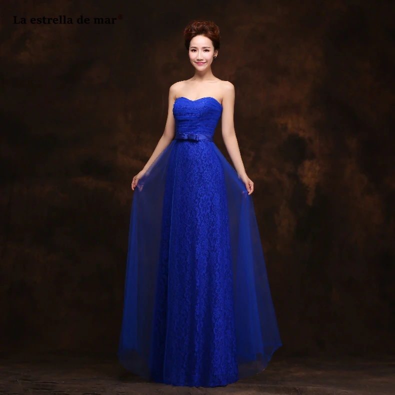 Vestidos longos para festa de casamento Новое фатиновое кружевное сексуальное, с лифом сердечком, с открытой спиной Линия бордового цвета королевский синий нарядные платья