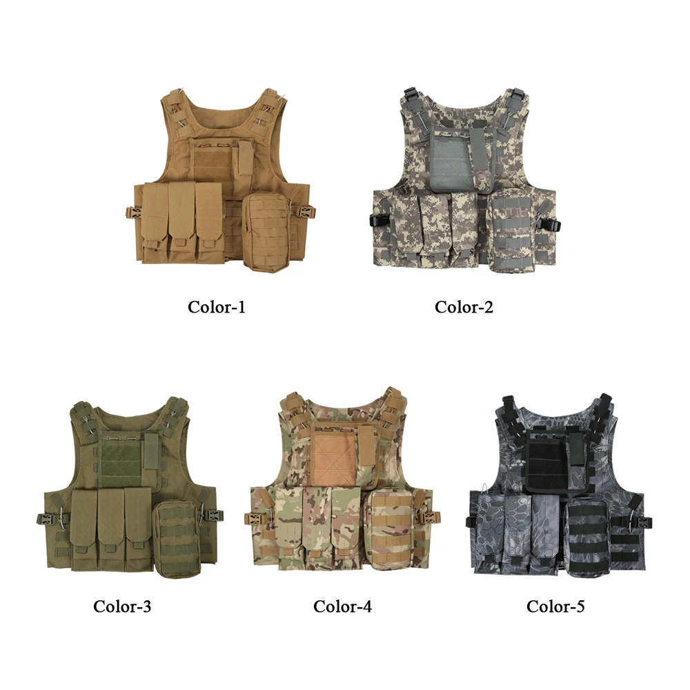 

Hot New Camouflage Hunting Vest Military Tactical Vest Body Molle Jacket CS Outdoor Jungle Equipment Mulit-pockets Camp Fish Arm