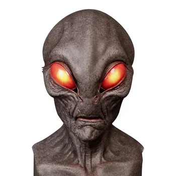 

Creepy Latex Festival Decor Bald Halloween Face Cover Party Full Headgear Cosplay Costume Alien Head Reusable Soft Dress Up