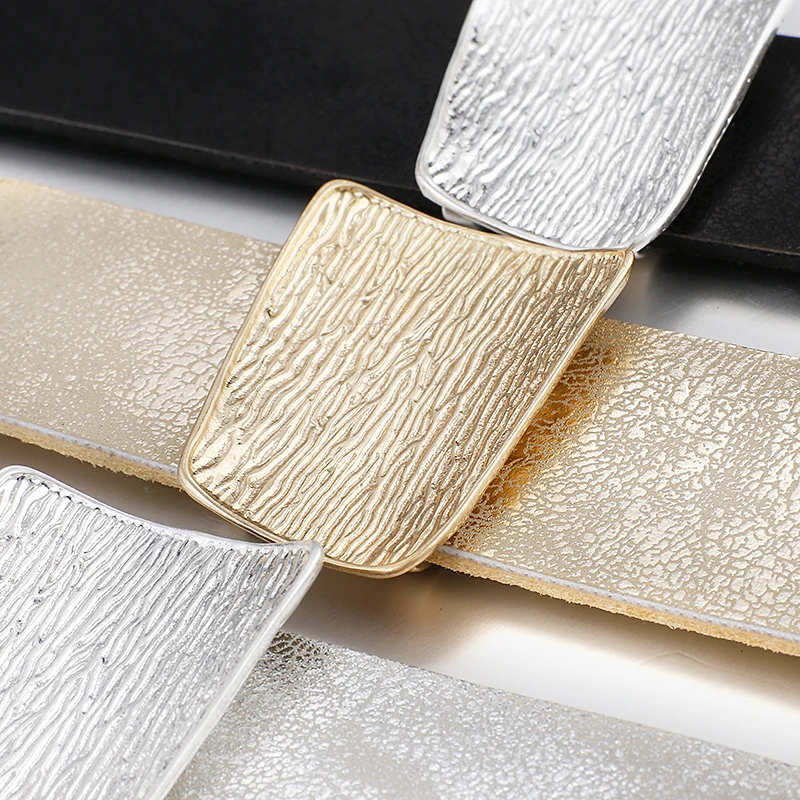 ALLYES Champagne Gold Color Leather Bracelet Leather Bracelets for Women Minimalist Charms Wide Wrap Bracelet Fashion Jewelry - Image 5