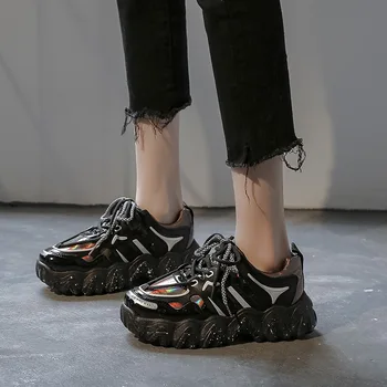 

Sports shoes ladies plus size women's shoes 2020 breathable running tennis shoes thick bottom increased with Korean casual shoes