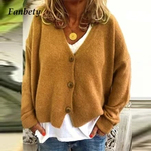 Женский сексуальный свитер с v-образным вырезом и длинным рукавом, осенне-зимний Повседневный Кардиган, пальто, свитер, свободный однобортный джемпер с открытым швом
