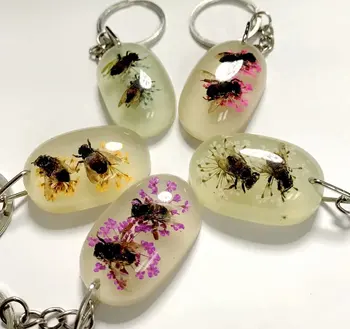 

10 pcs Double Bee Insect Color KeyChain Taxidermy Display