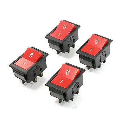 

4 Pcs Red Button On/Off DPDT Boat Rocker Switch 6A/250V 10A/125V AC