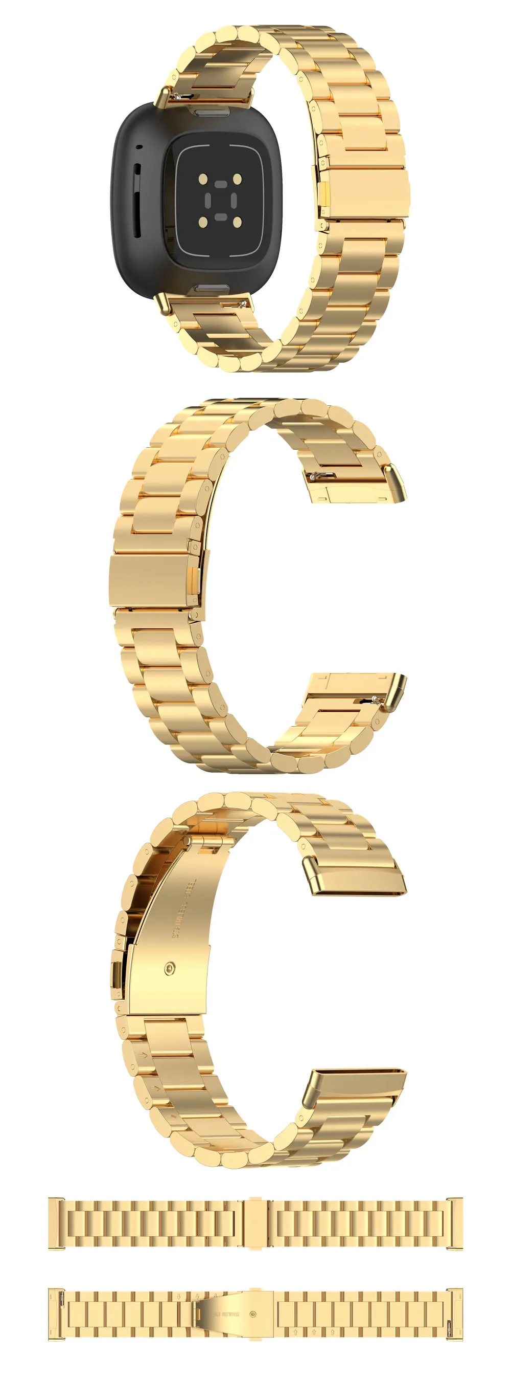 versa3 pulseiras de pulso de aço inoxidável