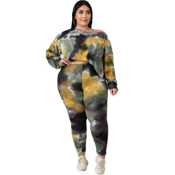

Atutumn Tracksuit Women Plus Size Sweatsuit O Neck Long Sleeve Short Shirt and Slim Pant 2 Piece Outfits Wholesale Dropshipping