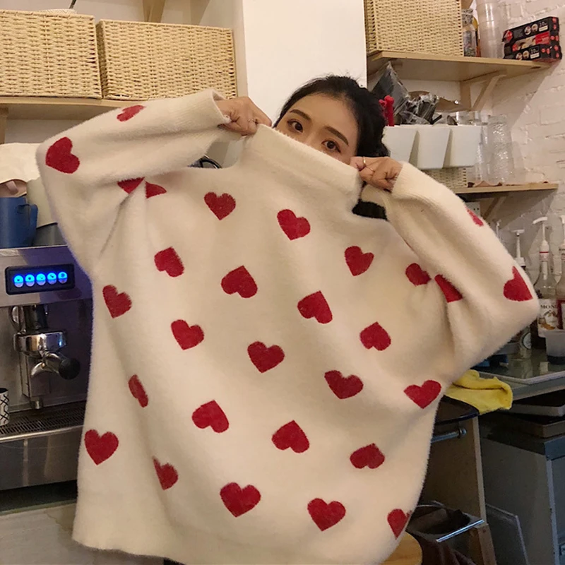 10pcs New Remote Control RMT-TX300E For Sony TV ?Winter Korean Turtleneck Knitted Sweater Women Warm Loose Pullover High Neck Clothes Autumn Fashion Cashmere Cute Heart Jumper