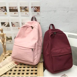 Solid Color Canvas 2021 Backpack Shoulder Bag for Women School Bags for Teenage Children Girls Female Fashion Designer Backpacks