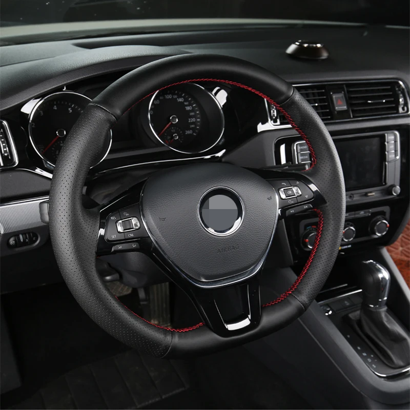 Ручное шитье черный PU искусственная кожа Чехлы на руль для Volkswagen VW Golf 7 Mk7 Polo Passat B8 Tiguan Sharan Jetta