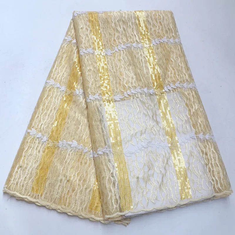 

FolaSade Wholesale African French Lace Fabric 2019 Newest Nigerian Sequins Embroidered Tulle Lace Fabric High Quality Wo335