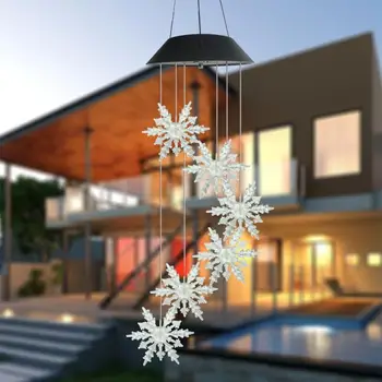 

Outdoor Waterproof Solar Snowflake Wind Chime Led Light Colorful Discolored Courtyard Garden Decoration