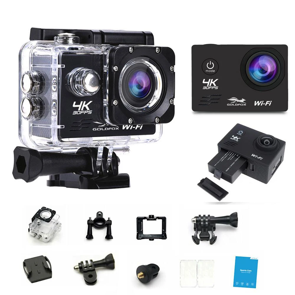 Wifi Экшн камера Ultra HD 4K 30fps 16MP 170 Wide Angel Sport Мини DVR Go Водонепроницаемая