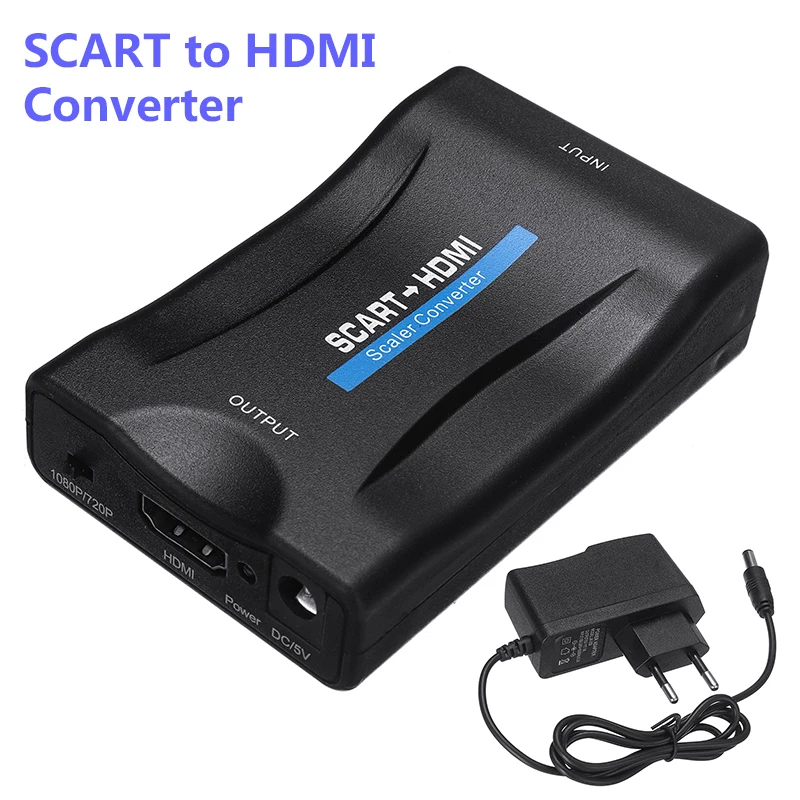 

MAYITR Black 1080P Scart To HDMI Converter EU Plug Audio Upscale Video Adapter For HDTV Sky Box STB For Smartphone HD TV DVD