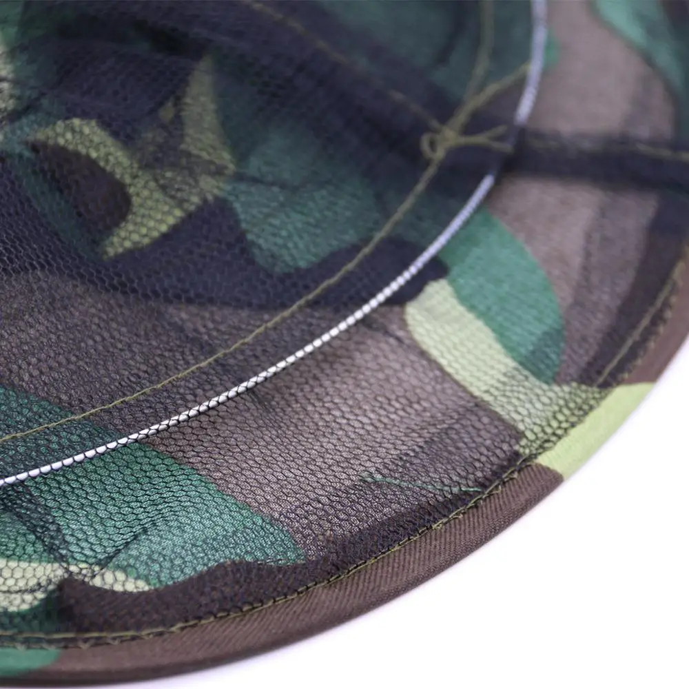 Beekeeping Hat 1pcs Outdoor Camouflage Net Yarn Anti-Mosquito Fishing Sunshade Facial Protective Cap Beekeeper Mask Equipment