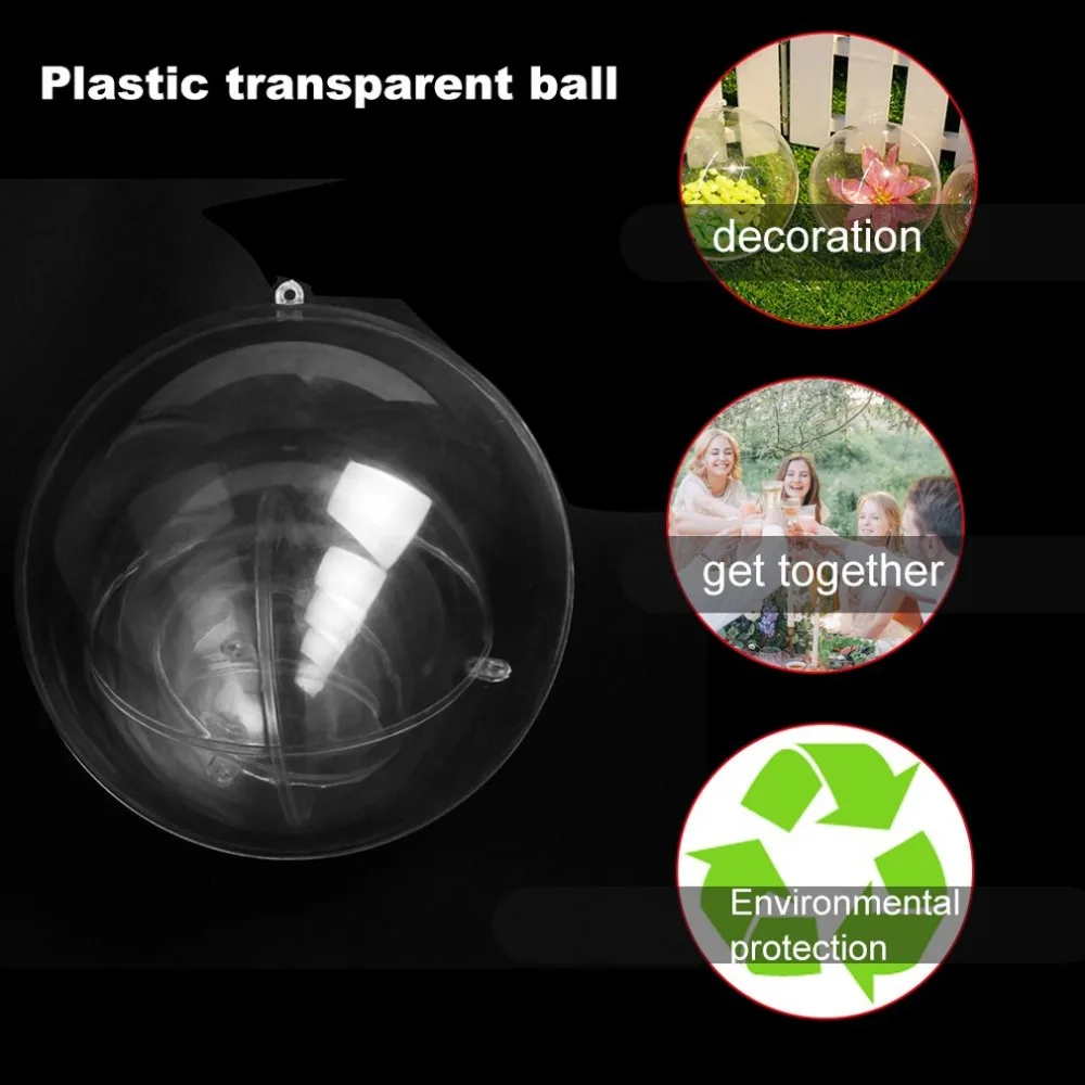 Прочные круглые рождественские украшения, прозрачный пластиковый шар, можно открыть декоративный шар, украшение для дома, подарок