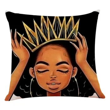 

Home Decor African Girl Print Cushion Cover African Women Pillowcase Throw Pillow Covers 45x45cm Cartoon Face Cushion Covers