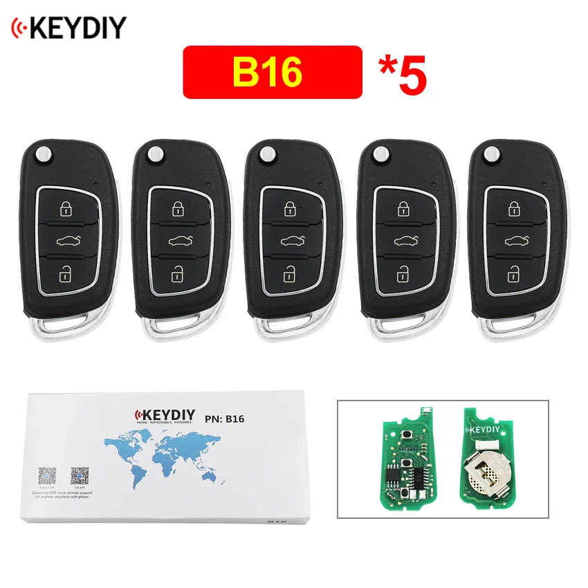 

5Pcs/Lot B16 Universal 3 Button Remote Control Key Smart Car Key Fob B-Series KD Remote for KD900 KD900+ URG200 KD-X2 Mini KD