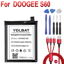 Para doogee s60 bat17m15580 & bat17s605580 substituição 5580mah peças bateria de backup para doogee s60 telefone inteligente + cabo usb kit ferramentas