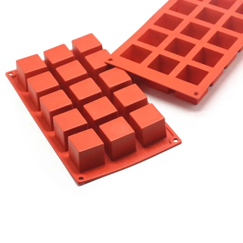 15 отверстий Squaere 3D антипригарная силиконовая форма для торта для выпечки DIY Желе Маффин мороженое, мусс инструмент для шоколада 72XF