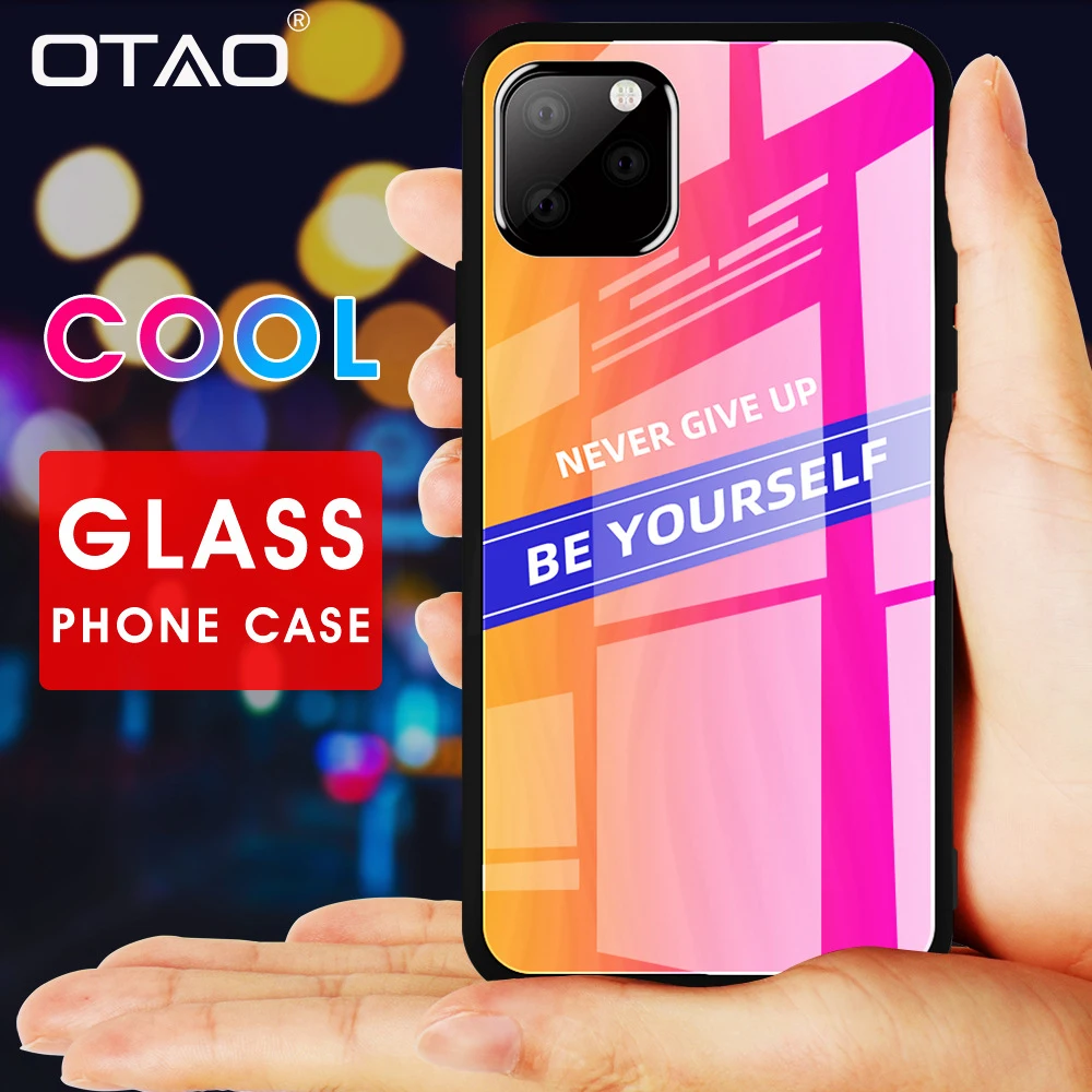 Чехол из закаленного стекла OTAO с градиентом для iPhone 11 Pro Max X XR XS 9 H задняя крышка 7 8 6