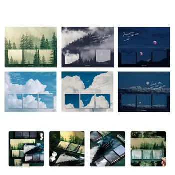 

6Pcs Sticker Note Pad Good Portable Adorable Post Memo Sticker Pad Natural Scenery Stickers for School Child Office