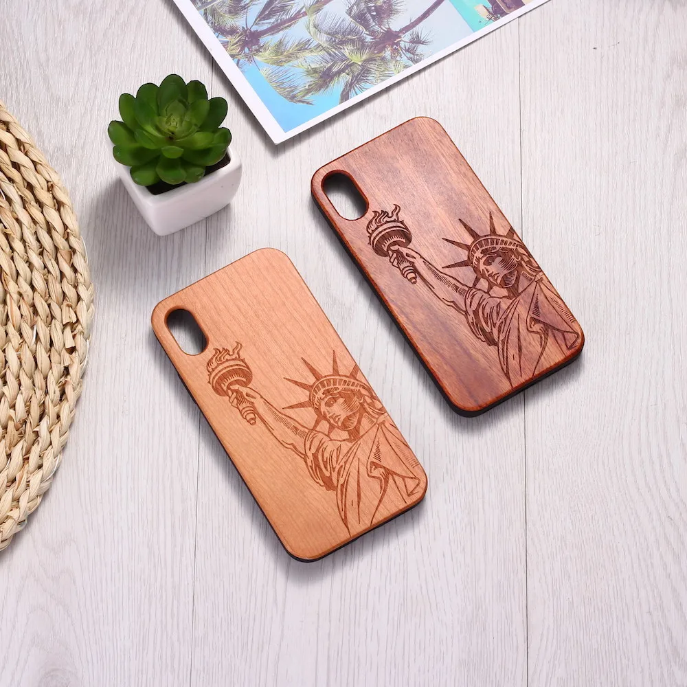 Статуя Свободы света гравировка на дереве чехол для телефона для iPhone 6 6S 6Plus 7 7Plus 8 8Plus XR X XS Max 11 Pro Max