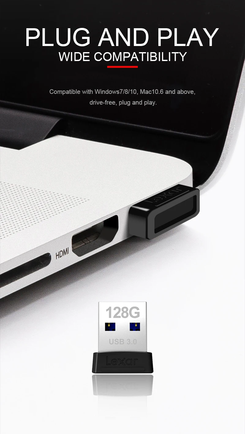 Lexar JumpDrive S47 UBS 3,0 флэш-накопитель 32 Гб 64 Гб 128 ГБ USB 3,0 высокоскоростной Мини Авто USB флэш-накопитель