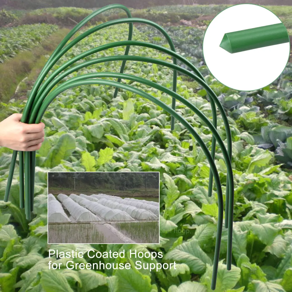 6pcs Plastic Hoops Greenhouse Hoops For Plant Cover Support Grow Tunnel